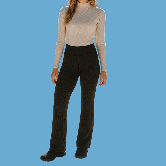 32 Degrees Cool Black Ribbed High-Waist Flare Pants | Size M - Picture 1 of 8